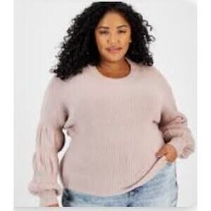 And Now This Size XL Blush Pink Puff Sleeve Textured Knit Sweater‎
